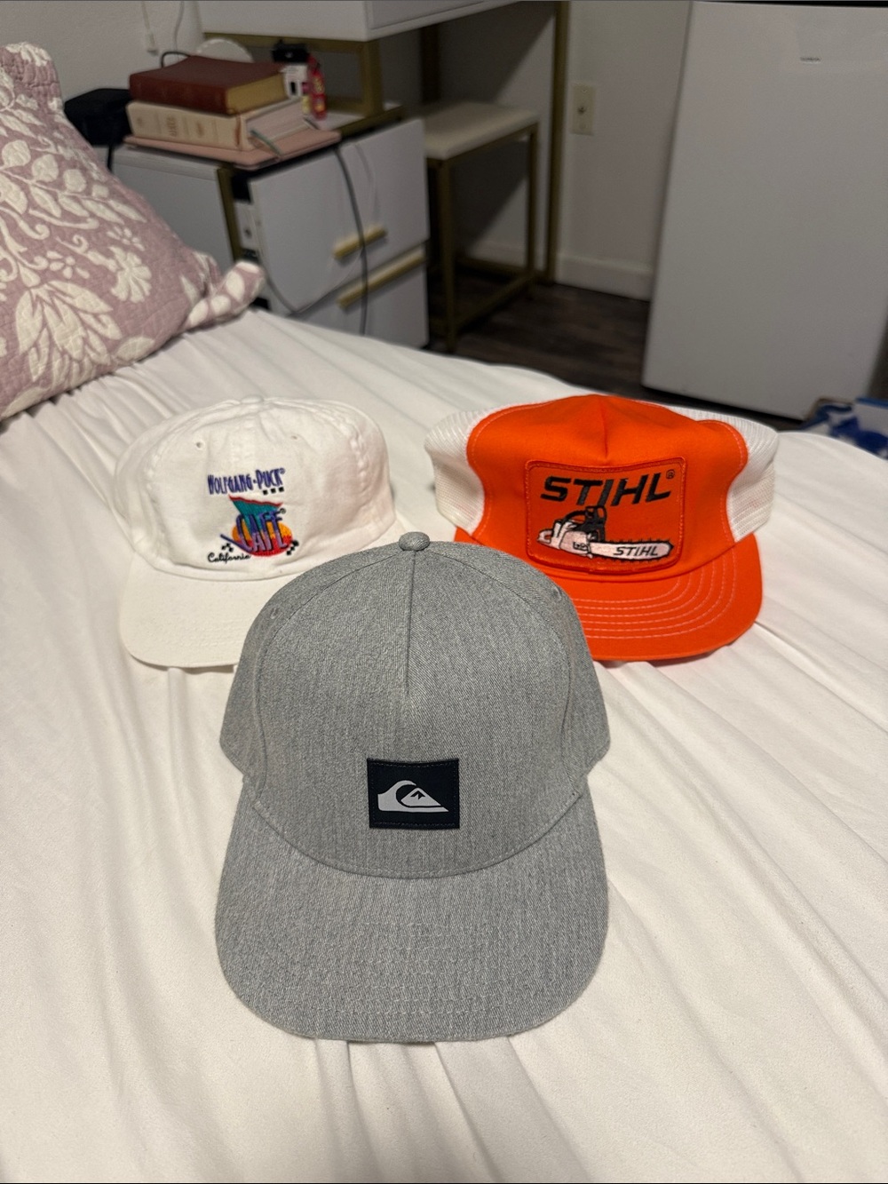 Lot of 3 hats vintage stihl quicksilver Wolfgang puck